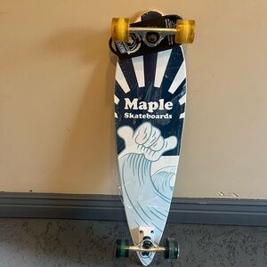 Maple Skateboards Blue Longboard with Yellow Wheels